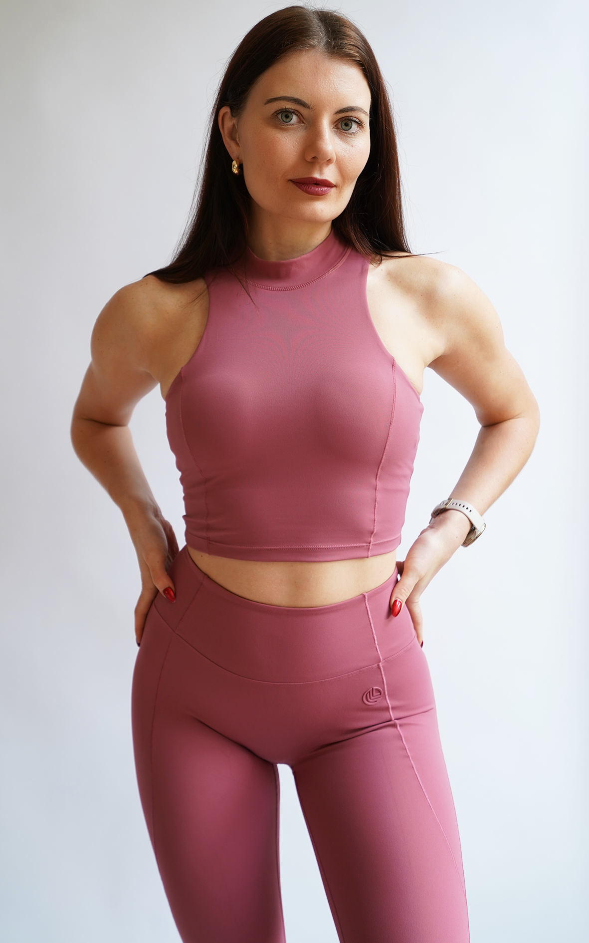 Elevate High Neck Tank Top (Rosehip)