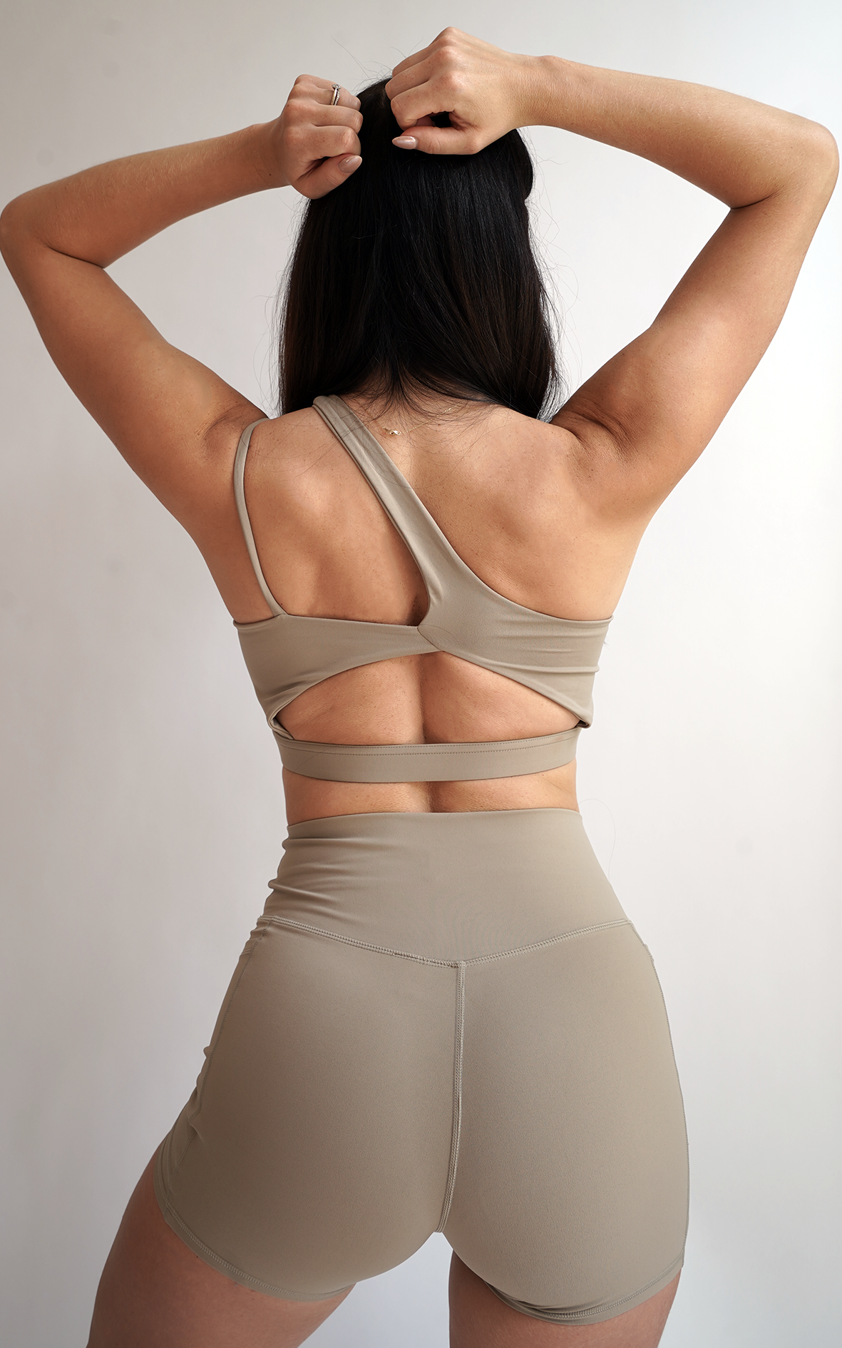 Mellow One Shoulder Sports Bra Mocha